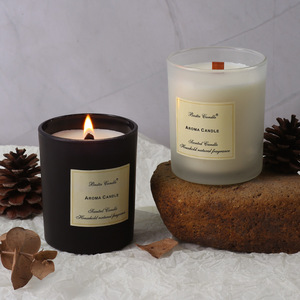 Vela Aromática de Cera de Soja Hecha a Mano en Vaso de Vidrio Premium, Diseño de Rosas, <span class=keywords><strong>Pilar</strong></span>, Vainilla, Aceite Natural, Sin Humo, en Caja de Regalo, Decoración para Fiestas - Product Image 3