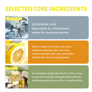 Ensemble de crème hydratante, sérum et savon au citron et à <span class=keywords><strong>la</strong></span> vitamine C avec logo personnalisé <span class=keywords><strong>pour</strong></span> éclaircir <span class=keywords><strong>la</strong></span> <span class=keywords><strong>peau</strong></span> et prendre soin du corps - Product Image 2
