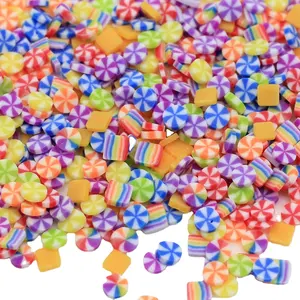 Polymer Clay Rainbow Candy Streu sel Quadratische runde Form Kleinteile für Resin Craft Filling Party Dekoration