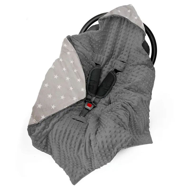 Hot Sale Newborn Berber Fleece Thick Luxury Knit Baby Swaddle With Windproof Hood For Car Seat Stroller