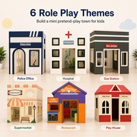 Équipement de terrain de jeux intérieur éducatif pour enfants, maisonnette de jeu d'imitation, village de jeu de rôle éducatif, ville de jeux souples avec café et station-service