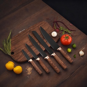 Ensemble de couteaux de chef en acier inoxydable en gros, revêtement antiadhésif, ensemble de couteaux de cuisine professionnels avec bloc à couteaux - Product Image 6