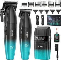 Tondeuse à cheveux professionnelle rechargeable VGR V-640 S3 DLC Blade 9000RPM, combo barbier, tondeuse à cheveux professionnelle pour salon