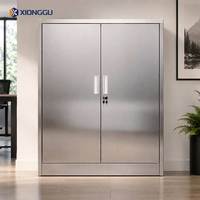 Armoire demi-hauteur à double porte en acier inoxydable, antirouille, pour restaurant, boulangerie, cantine scolaire, stockage d'ingrédients, d'outils et d'équipements