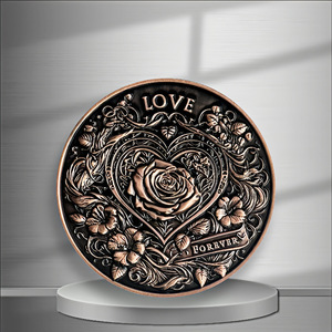 Monete Commemorative Bifacciali in Lega di Zinco con Processo di Rilievo a Filo di Rame <span class=keywords><strong>Antico</strong></span> <span class=keywords><strong>Rosso</strong></span>, Confezionate Singolarmente - Product Image 1