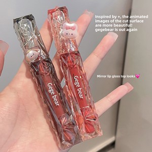 Gegebear Crystal Diamond Light Mirror Lip Glaze Water White Not Easy Stick Chestnut Red Brown Spring Summer Lipstick Improve - Product Image 3