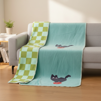 Couverture en tricot imprimée double face, couleur unie, luxe léger, pour canapé, bureau, sieste, châle de repos, printemps, vente en gros