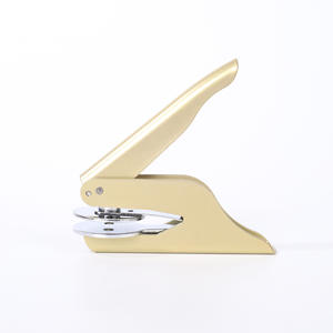 Poinçon en acier portable couleur or brillant avec <span class=keywords><strong>pince</strong></span> manuelle, motif en relief pour table de bureau - Product Image 1