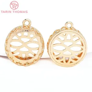 Base de pendentif ovale creuse en laiton plaqué or 24 carats de haute qualité pour la fabrication de bijoux DIY - Vente en gros - Product Image 5