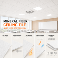 Plaque de plafond en fibre minérale texturée sablée, laine minérale acoustique blanche lisse, panneau de plafond suspendu