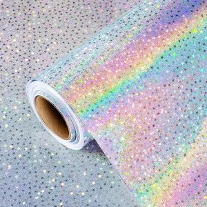 Papel de Regalo Holográfico Metálico Plateado Personalizado al por Mayor, con Diseño de Estrellas Iridiscentes, para Envolver Regalos de Cumpleaños - Product Image 4