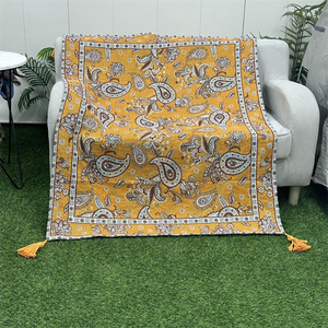 Manta de borlas grandes tejidas con tapiz de Moq bajo, personalización rápida, manta bohemia de algodón 100% con logotipo - Product Image 1