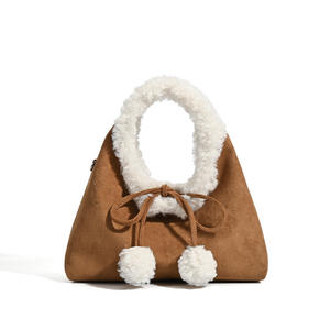 Nouveau Sac à Main en PVC Léger pour Femme, Motif Boule de Riz en Peluche Mignonne, Texture Originale, Fermeture Éclair, Doublure en Cachemire, Imperméable - Product Image 1