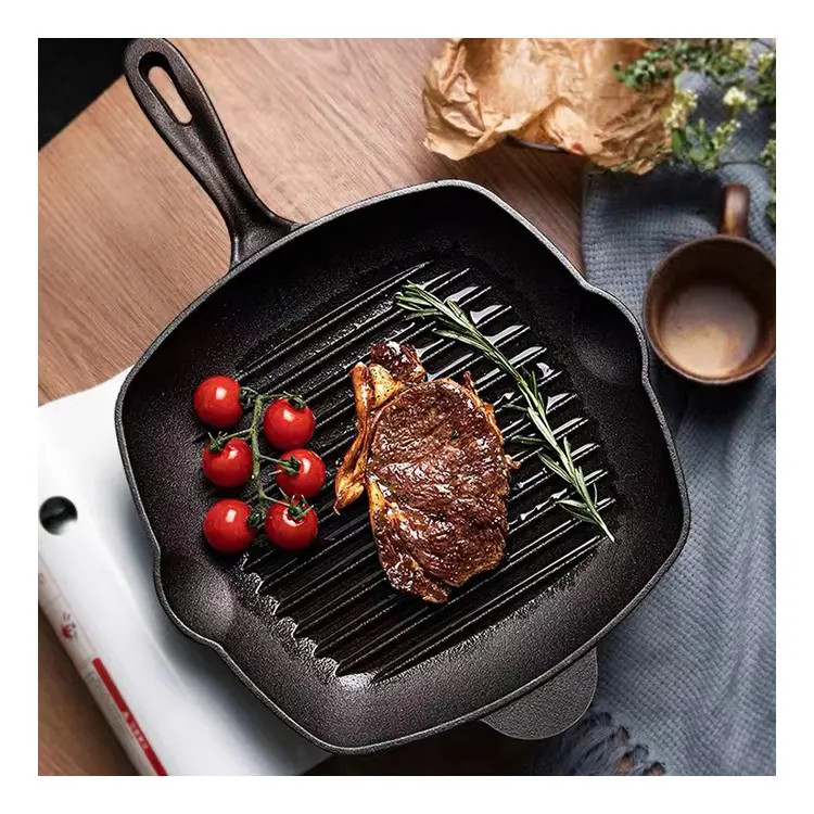 Pre seasoned cast iron vegetable oil rectangular roaster pan rectangle fry pan square baking pan