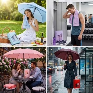 Ensemble cadeau parapluie pliant et serviette avec logo personnalisé, coffret cadeau, cadeaux promotionnels pour le Nouvel An, la fête des mères et la Saint-Valentin - Product Image 6