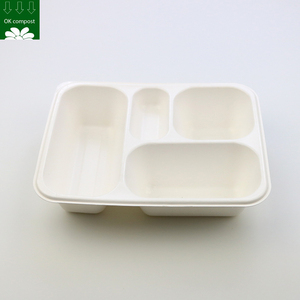 Caja de embalaje Biodegradable para alimentos, 4 compartimentos, pulpa de bagazo, caña de azúcar, ecológico, personalizado - Product Image 2