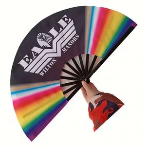 Big <b>Hand</b> Fan Sublimation Clack Kung Fu Fan 33cm Folding Rave Fan Custom Logo with Light Effect - Product Image 5
