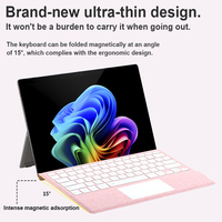 Keyboard Nirkabel RGB Backlit yang Dapat Diprogram, Ukuran Penuh, Ultra Tipis dengan Trackpad untuk Surface Pro 3-11 X