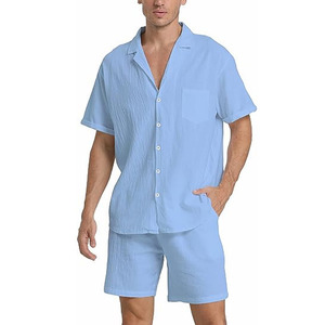 <span class=keywords><strong>Camicia</strong></span> <span class=keywords><strong>di</strong></span> <span class=keywords><strong>lino</strong></span> da <span class=keywords><strong>spiaggia</strong></span> estiva da uomo e da 2 pezzi corti completi da uomo - Product Image 6