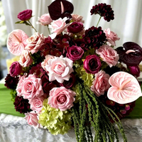 Boule de fleurs artificielles en soie rose-rouge et hortensia, 50cm, 60cm, 70cm, 80cm, vente directe d'usine, pour centres de table de mariage