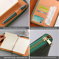 Planificateur A5 à fermeture éclair en cuir PU personnalisé classeur carnet de notes Journal à feuilles mobiles couverture souple pour affaires bureau école