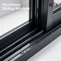 Fenêtre coulissante en aluminium noir mat sur mesure avec rail de drainage, glissière fluide et grande baie vitrée pour balcon et appartement