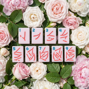Lucky Line Luxury Asian Shell Pink Acrylic Durable Folding Legs 4 Players Oriental Fortune Pattern American Mahjong Set Tiles - Product Image 4
