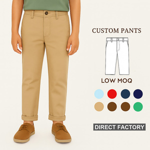 Pantalons <span class=keywords><strong>chino</strong></span> pour garçons personnalisés, lot de 2, coton extensible, coupe slim, pantalons longs, bleu marine et kaki, uniforme scolaire, vêtements décontractés - Product Image 2