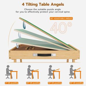 Table de puzzle pliable et inclinable 3-en-1 avec 4 tiroirs et housse de protection pour adultes, mobilier de maison - Product Image 3