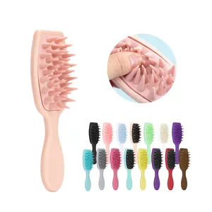 2023 New Trending Hair Shampoo Brush with Soft Bristles Silicone Hair Scrub Brush for Wet Dry Hair