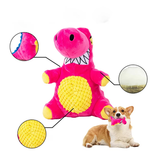 Juguete de Peluche Interactivo y Duradero para Perros, Color Rosa, Divertido, para Limpiar los Dientes, con Sonido, en Forma de Dinosaurio, para Entrenamiento de Mascotas - Product Image 2