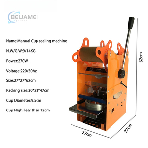Penyegel Cangkir Bubble Tea Manual 270W Kontrol Suhu Multi-Gear Bodi Tebal 300 Cangkir Per Jam - Product Image 3