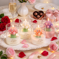 Lilin Aromaterapi Wangi Bunga Tulip Personalisasi dalam Cangkir, Lilin Kedelai dalam Kotak Hadiah untuk Hari Valentine