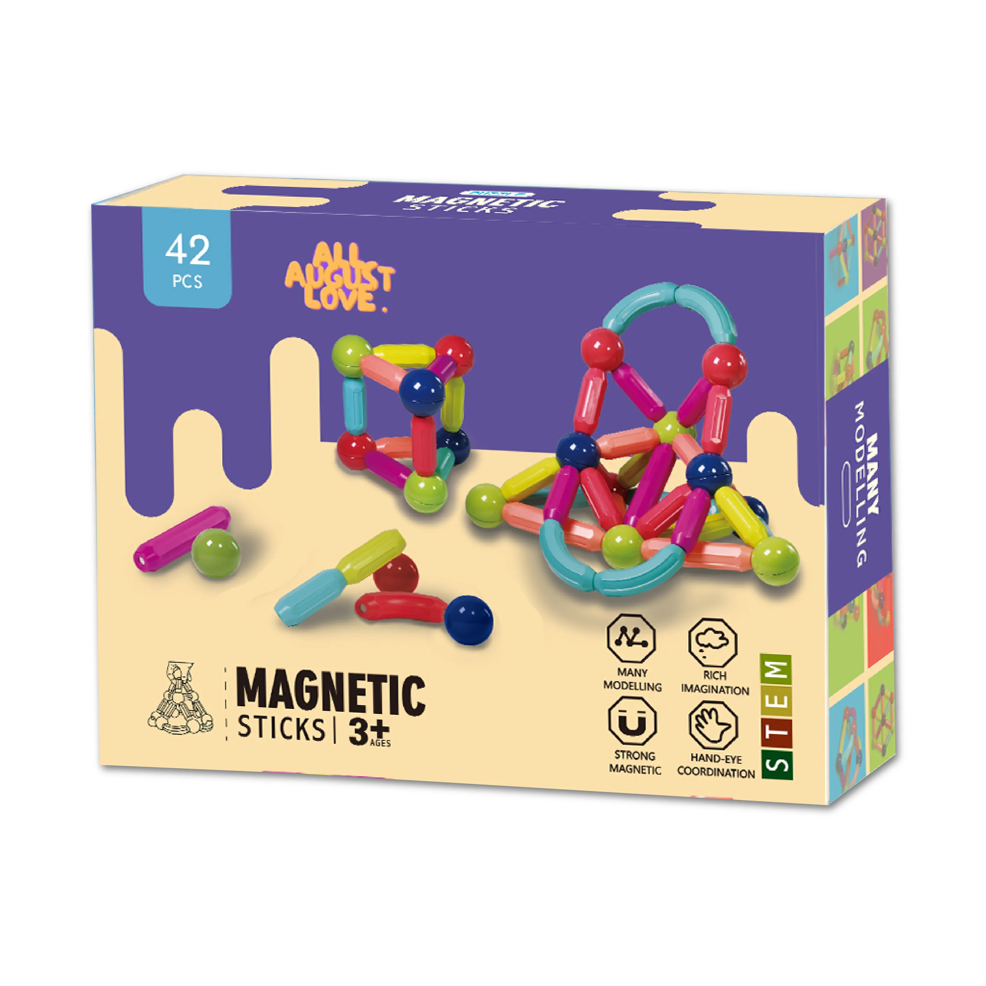 Free customized logo Montessori baby safety other Blocks Building Set Magnetic Balls&Rods STEM Colorful 25 Magnetic building Toy