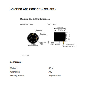 Capteur de gaz chlore Membrapor Cl2/M-2EG 0-20 ppm électrochimique pour la surveillance de la qualité de l'air - Product Image 4