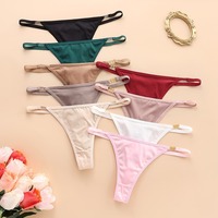 Luxuriöser Metall-Dekor Seiden-G-String Nahtlose Atmungsaktive Sexy Damenslips Hochwertige Damenunterwäsche Schicke Minimalistische T-Back Slips