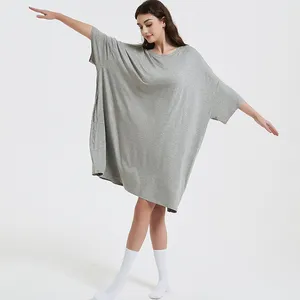 China factory bamboo sleep tee big oversized nightgown for women comfortable sleep dress T shirt summer long pajamas wholesales