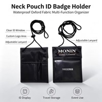 Pochette de voyage promotionnelle personnalisée en tissu Oxford pour salon professionnel, avec cordon, porte-badge et porte-passeport