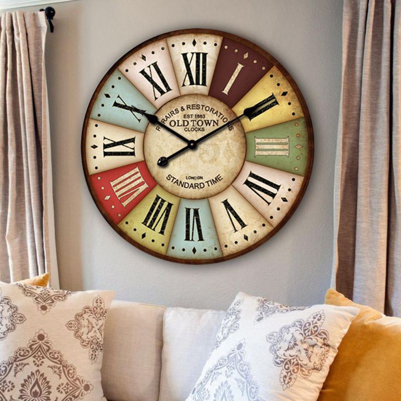 Topkey Wanduhr In Holzoptik - Leise, Nicht Tickend, Bunt, 30,5 Cm Für Wohnzimmer, Schlafzimmer, Büro