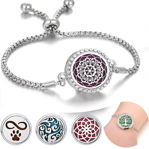 Bracelet magnétique ajustable en acier inoxydable, design créatif ajouré, pour aromathérapie et huiles essentielles, tendance pour femme - Product Image 4