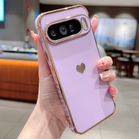 Étui de téléphone portable en TPU souple de couleur bonbon avec motif cœur électro-plaqué pour Google Pixel 10 Pro XL 10A 9 Pro, coque de téléphone antichoc