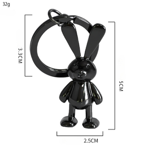Modischer Glänzender 3D Stehender Hase Metall-Schlüsselanhänger Minimalistischer Cartoon-Kaninchen-Anhänger Dekorativer Taschen- und Rucksack-Charm - Product Image 6