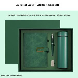 Promotion Corporate Office Gift Set Custom Logo Handmade Embossed Modern Bottle Gift Set Custom Journal with Pen and USB - Product Image 3