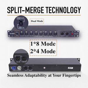 Pknight RDMX-S8F Rack de Touring Todo en Uno de <span class=keywords><strong>19</strong></span> <span class=keywords><strong>Pulgadas</strong></span>, 8 Puertos, 4 Divisores RDM, Controlador ArtNet, Switch de Fibra Gigabit, Doble Entrada, 1 Año de Garantía - Product Image 2