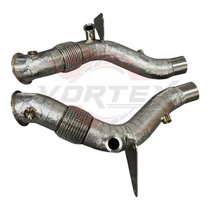 Collecteurs d'échappement Vortex en acier inoxydable avec boucliers thermiques pour Ferrari F8 Tributo 3.9T, avec soufflets flexibles et supports de capteur - Product Image 3
