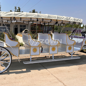 Élégante voiturette royale blanche à quatre rangées de sièges, véhicule électrique polyvalent pour visites de villas, à traction équine - Product Image 2