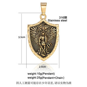 Saint <span class=keywords><strong>Michael</strong></span> arcangelo spada scudo alla moda Anti appannamento impermeabile in acciaio inox ciondolo moda gioielli collana Pvd per gli uomini - Product Image 3