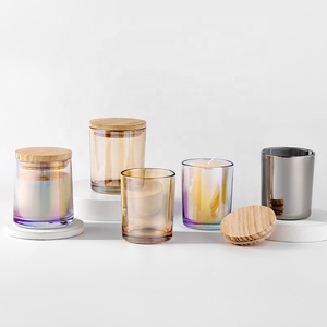 10oz Amber Brown Glass Candle Jars With Cork Lids Wooden Lid