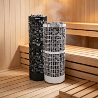 Pemanas Sauna Listrik Harvia Cilindro Pro Tipe Pilar Vertikal dengan Pengontrol Digital untuk Ruang Sauna Dalam Ruangan