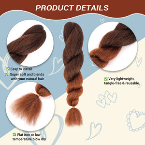 ORT Marley Recto Suave 26 pulgadas Yaki Kinky Bulk Vixen Crochet Hair 65g Ombre Crochet Trenzas Extensión de cabello para mujeres negras - Product Image 3